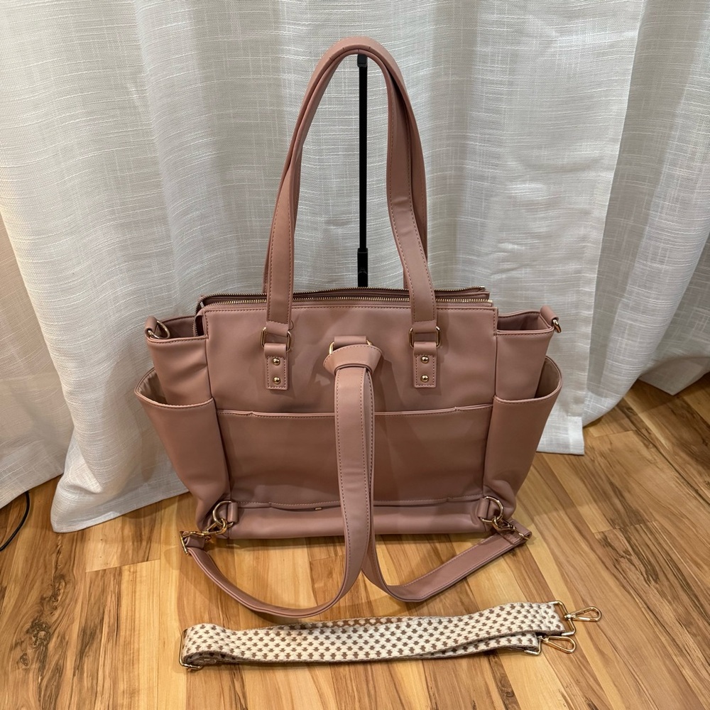 White Elm Gemini Convertible Backpack Bag Purse Tote Dusty Rose w/xtra Strap - Picture 2 of 14